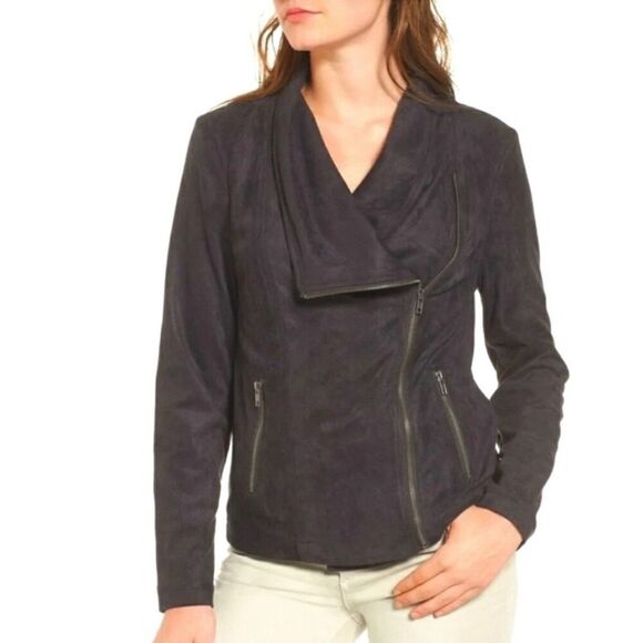 Cupcakes and Cashmere Feux Suede Moto Jacket Medium - Picture 1 of 10